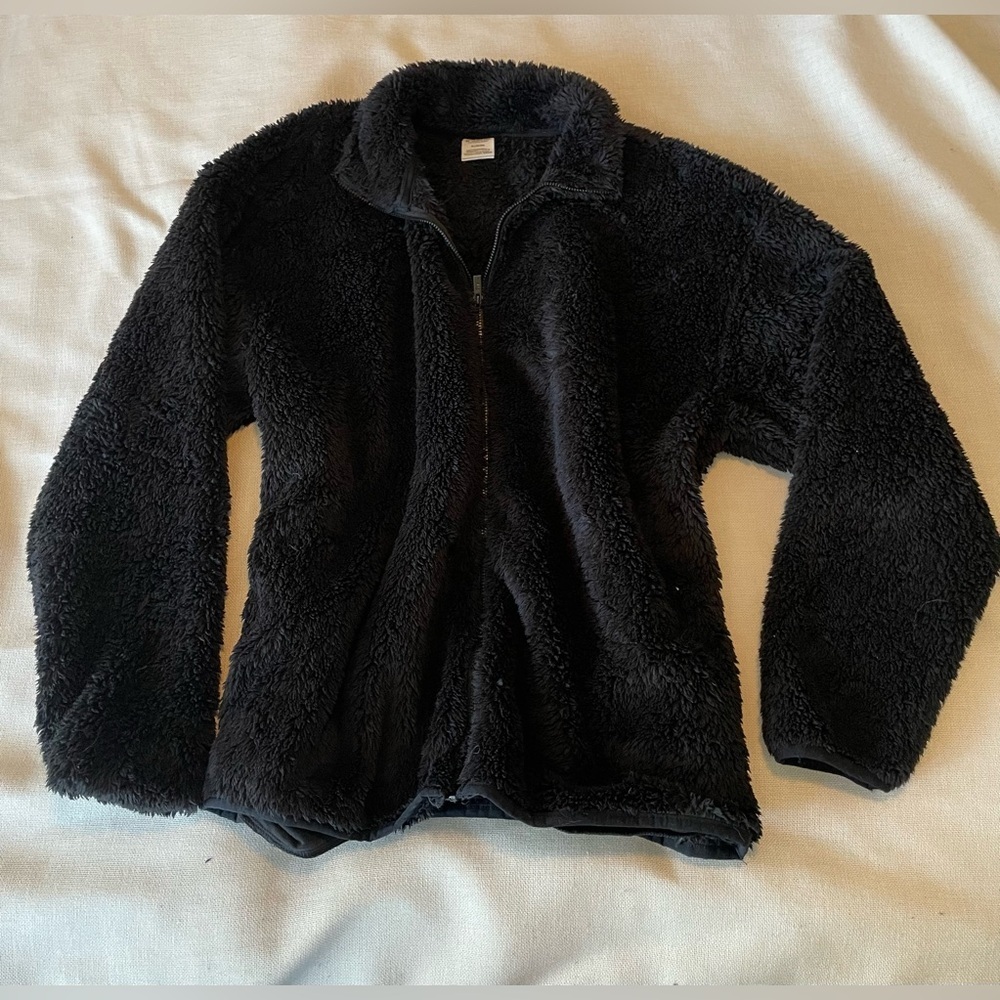 Victoria's Secret Pink Sherpa Full Zip Jacket Black Women's Fleece Jacket Size M - Picture 5 of 5
